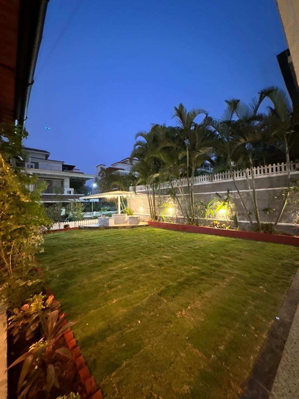 Garden lounge at night